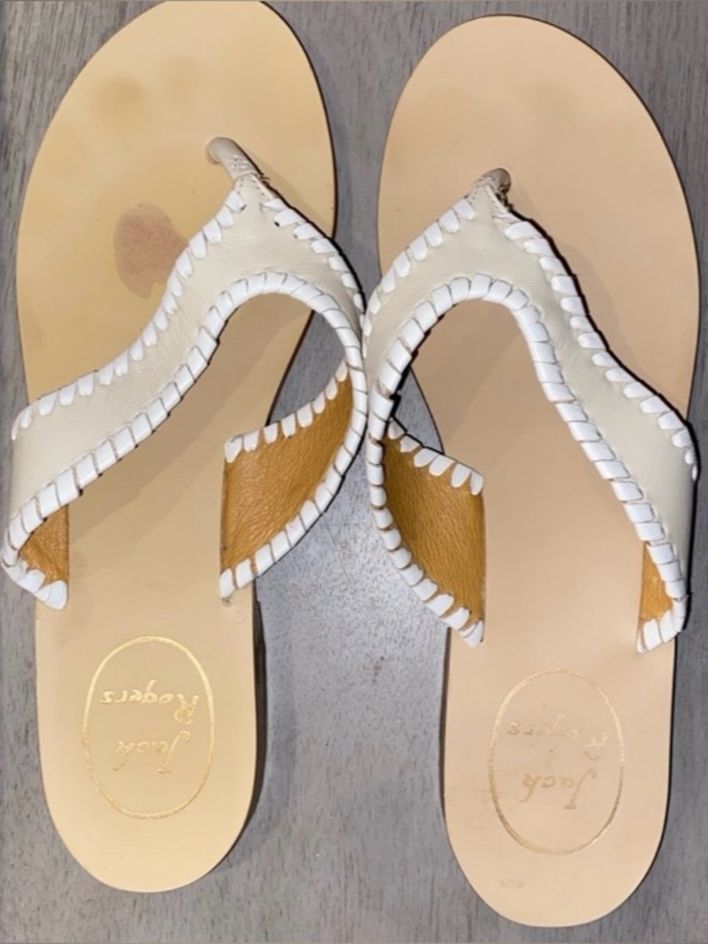Women's White and Tan Jack Rogers Sandals